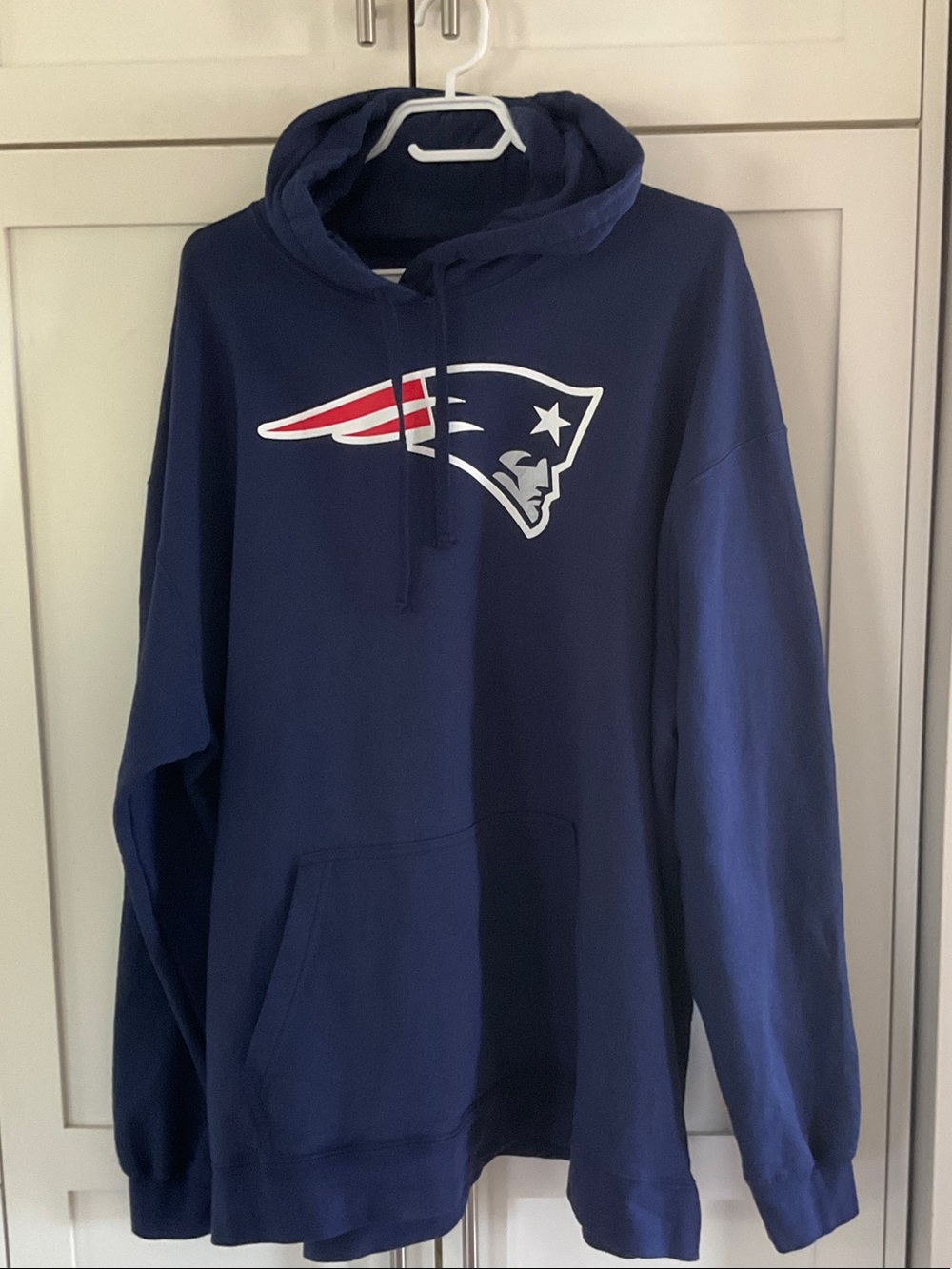 Fanatics Navy Pullover Hoodie with Red & White Patriots Logo